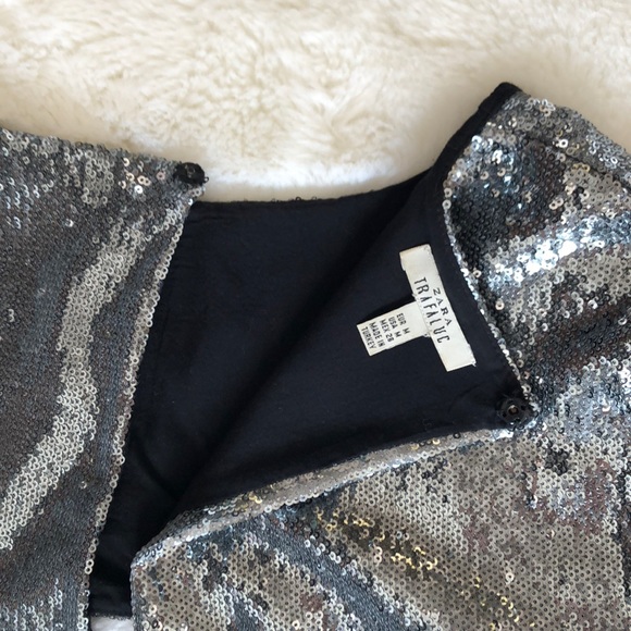 Zara Long-Sleeve Sequin Crop Top - Picture 7 of 9